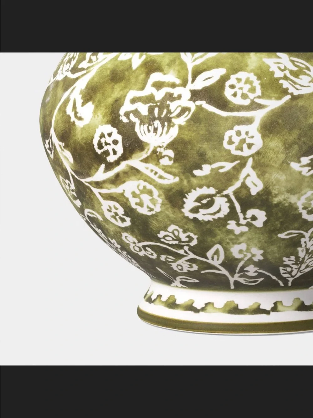 Short Floral Painted Ceramic Vase Green - Threshold™